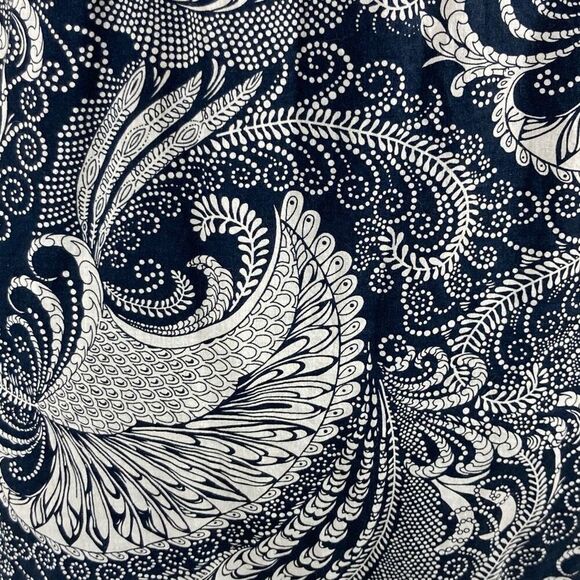 Talbots L Navy Paisley Button Down Top Pleated Oceanic Art to Wear Career Office - Picture 10 of 11